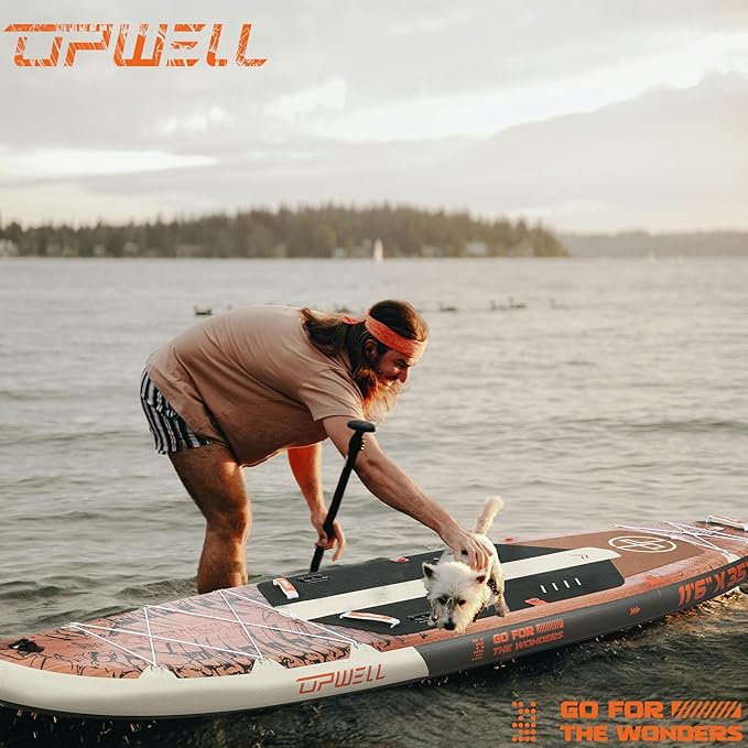 UPWELL 10'6"/11'/11'6" Inflatable Paddle Board, Stand Up Paddlboard for Youth & Adults, Stable Design, Premium SUP Accessories, Backpack, Leash, Hand Pump, Fins-StrideForce Fitness