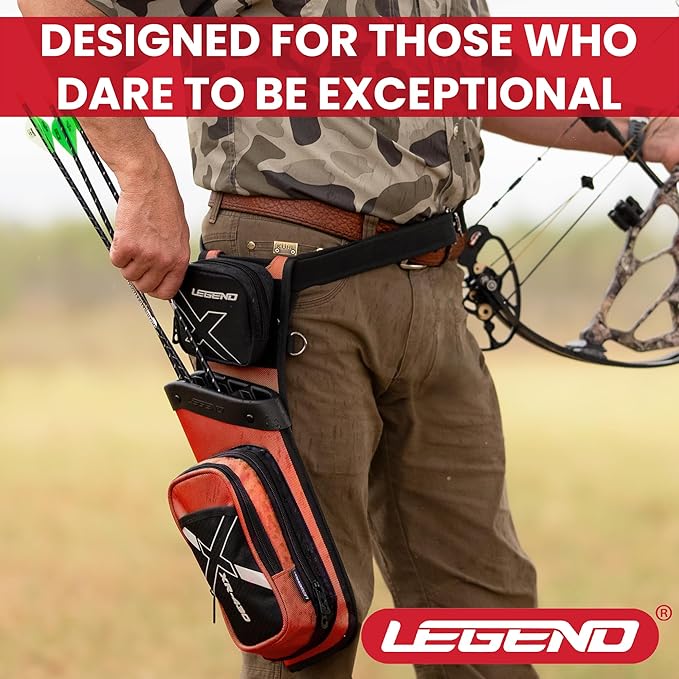 Legend XR430 Premium Field Quiver for Arrows - Right-Handed Hip Arrow Quiver with Removable Release Pocket, Durable Archery Quiver with Tools & Accessories Compartment, Arrow Holder-StrideForce Fitness