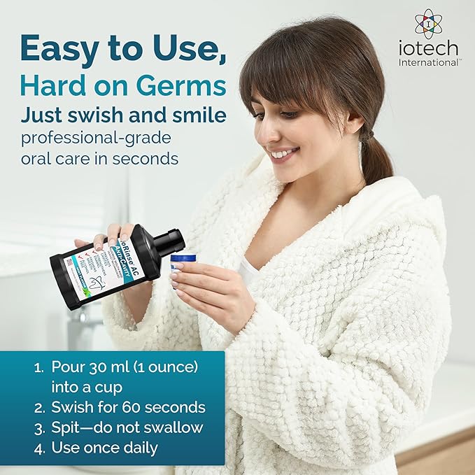 ioRinse AC Anticavity Fluoride Mouthwash - Alcohol-Free Molecular Iodine Mouth Wash Fights Tooth Decay & Protects Enamel - Safe Mint Rinse for Sensitive Mouths - Potent Bad Breath Protection