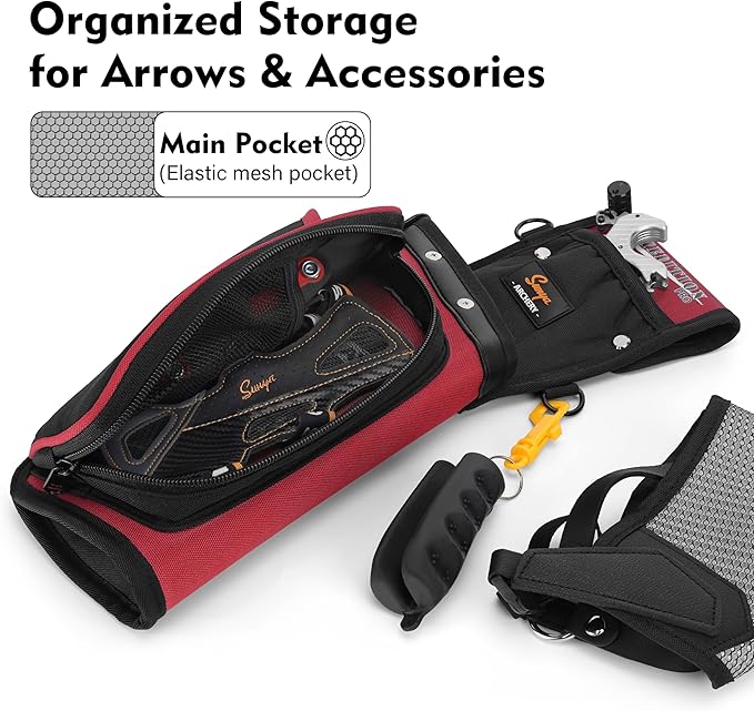 SUNYA X510 Field & Competition Hip Arrow Quiver | 3-Slot Noise-Free Archery Quiver with Sturdy Storage System (42x18cm)-StrideForce Fitness