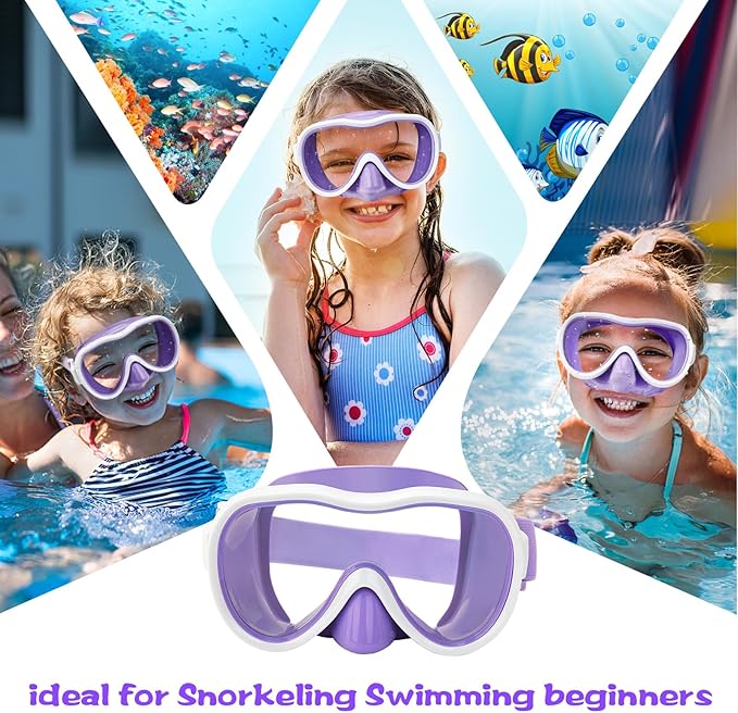 Kids Swim Goggles with Nose Cover, Anti-Leak Swim Mask with Elastic Fabric Strap, UV Protection Swimming Goggles for Kids-StrideForce Fitness