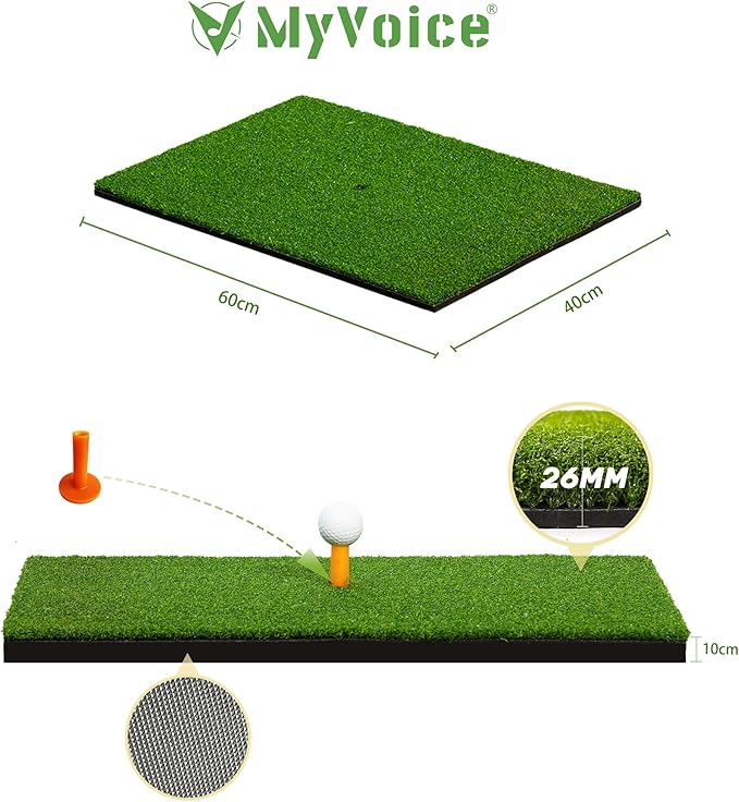 Upgrade Multi-Function Golf Hitting Mat – MyVoice 5x4ft Thickened Mat with Interchangeable Turf, Durable Non-Slip Base for Indoor & Outdoor Practice, Ideal for Golfers of All Levels-StrideForce Fitness