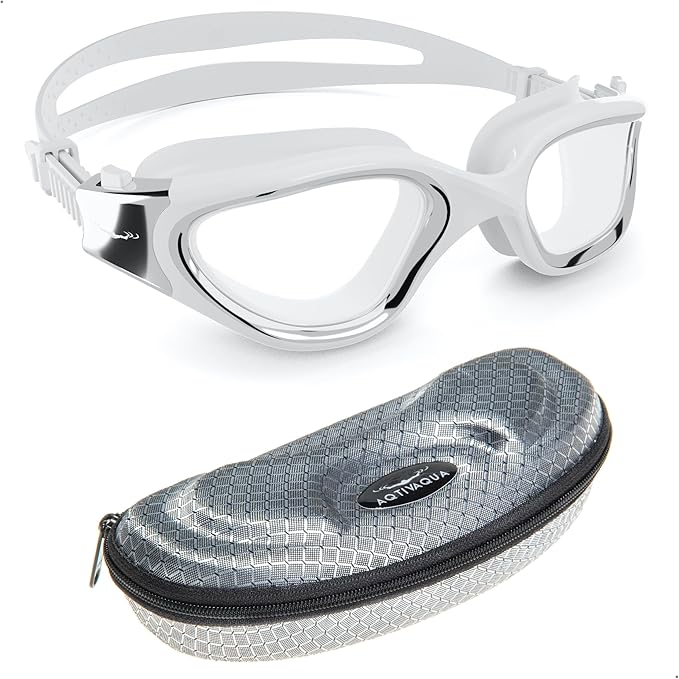 AqtivAqua Swimming Goggles, DX Wide View Swim Goggles for Adult Men Women, Anti Fog No Leaking-StrideForce Fitness