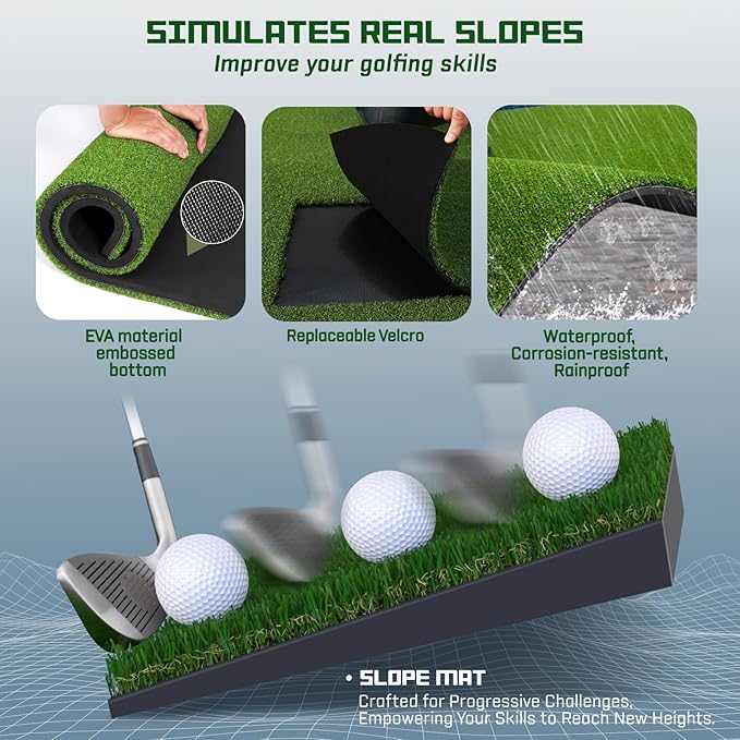 Upgrade Multi-Function Golf Hitting Mat – MyVoice 5x4ft Thickened Mat with Interchangeable Turf, Durable Non-Slip Base for Indoor & Outdoor Practice, Ideal for Golfers of All Levels-StrideForce Fitness