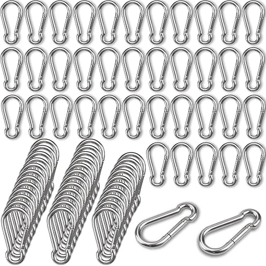 100Pcs 2.4" Carabiner Clip Spring Snap Hook, M6 2-3/8 Inch Heavy Duty Galvanized Steel Spring Snap Hook, Quick Link Keychain Clip for Keys Swing Set Camping Fishing Hiking Traveling(260 lbs Capacity)-StrideForce Fitness