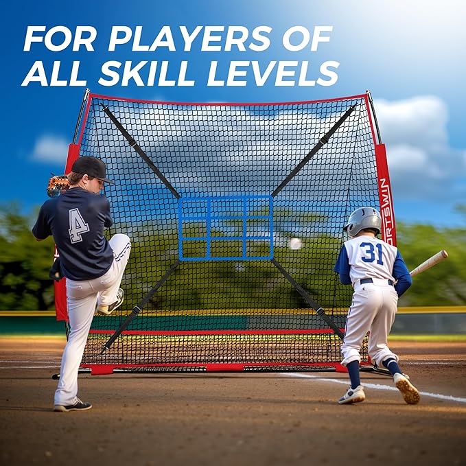 7x7 FT Baseball Net for Batting Pitching Hitting, with Strike Zone, Softball Net for Batting and Pitching, Baseball Practice Training Equipment for Kids Adult Youth-StrideForce Fitness