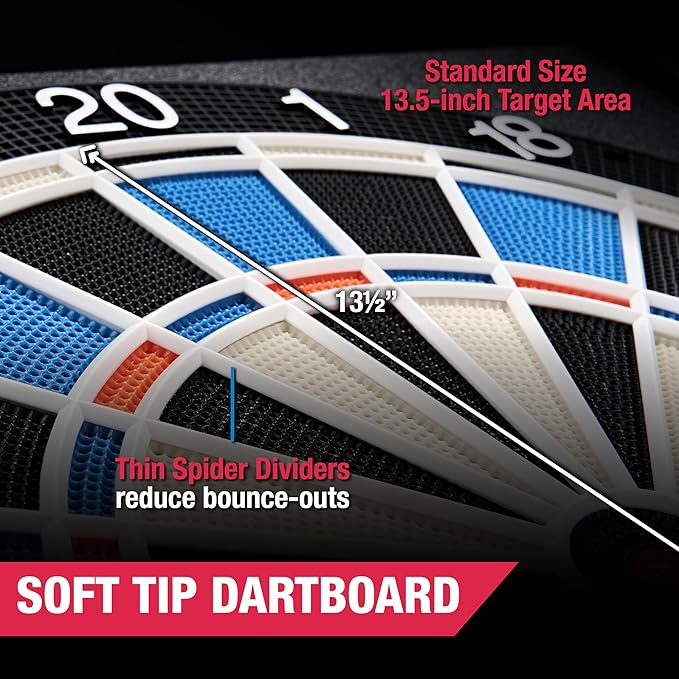 MD Sports Dartboard Cabinet Multiple Styles Electronic Dartboard With Digital X/O Cricket Scorekeeping and Dart Set, Perfect for Cricket Games-StrideForce Fitness