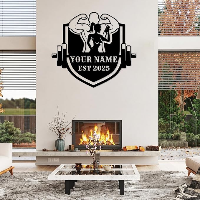 Customized Metal Gym Name Sign, Personalized Sports Room Wall Art,Metal Gym Sign,Unique Fitness Wall Sign, Gym Lovers Unique Gift, Gym Wall Art,Training Center Sign (Style-9)-StrideForce Fitness