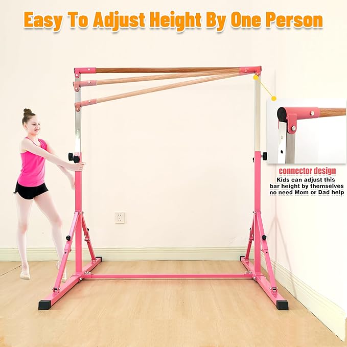 4FT/5FT Gymnastic Bar Set Gymnastics Horizontal Bar Gymnastics Kip Bar for Kids Home Use-StrideForce Fitness