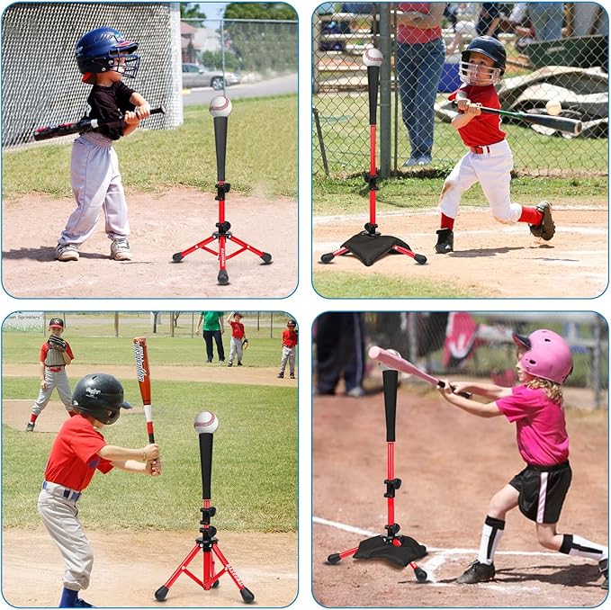 Baseball Tee for Kids,Youth Stand Set,Teeball Set,Youth Baseball,Softball Batting Tee Set,Easy Adjustable Height-StrideForce Fitness