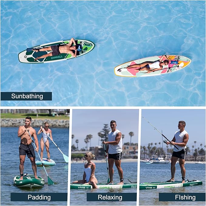 Paddle Board, Inflatable Stand Up SUP Paddle Boards for Adults & Youths of All Skill Levels, Wide & Non-Slip Deck Design Blow Up Paddleboards with Premium Accessories & Storage Bag-StrideForce Fitness