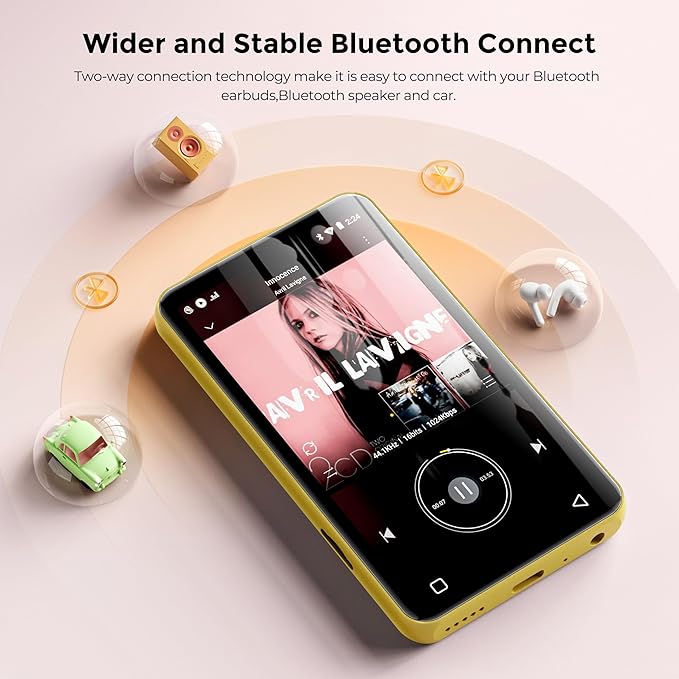160GB MP3 Player with Bluetooth and WiFi, innioasis Music Player with Spotify,Pandora,Amazon Music,4" Touch Screen Android MP4 MP3 Player for Kids with Libby,Audible(Black_Gold)-StrideForce Fitness