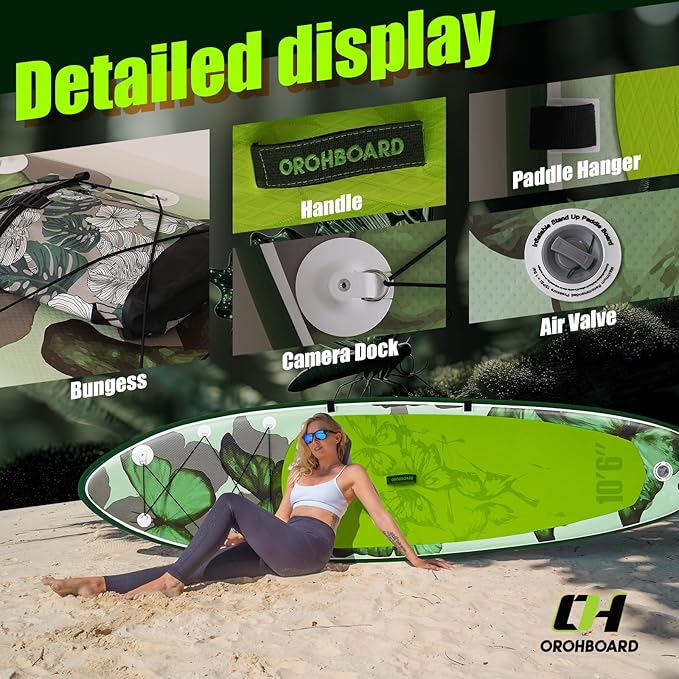 10’6/11’6 Inflatable Stand Up Paddle Board with Premium Paddleboards Accessories, Wide Stable Designed SUP Paddleboard for Adults & Youth.-StrideForce Fitness