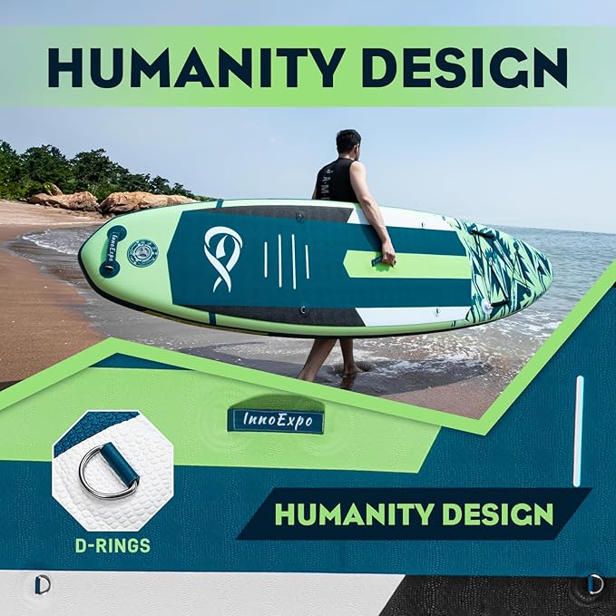 InnoExpo 11' Inflatable Stand Up Paddle Boards with Premium Accessories, Wide Stable SUP Paddle Board Design, Non-Slip Comfort Deck for Youth & Adults-StrideForce Fitness