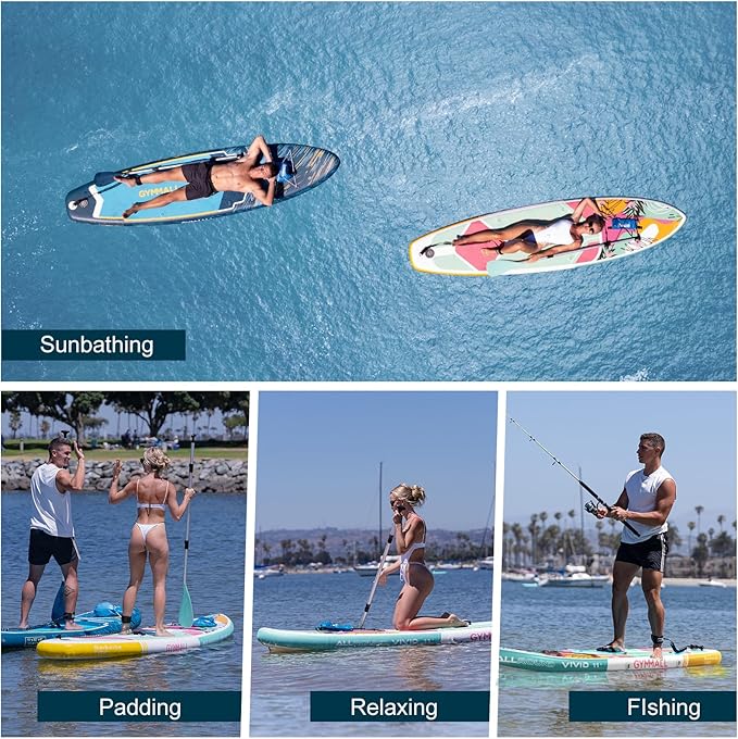 Paddle Board, Inflatable Stand Up SUP Paddle Boards for Adults & Youths of All Skill Levels, Wide & Non-Slip Deck Design Blow Up Paddleboards with Premium Accessories & Storage Bag-StrideForce Fitness