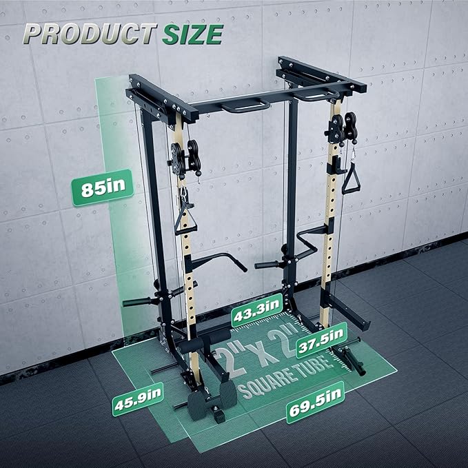 MAJOR FITNESS Drone3 Power Rack, Multi-Function Home Gym Squat Rack with Pull-Up Bar, Cable Crossover & J-Hooks, Heavy-Duty Steel Frame for Maximum Stability & Strength Training-StrideForce Fitness