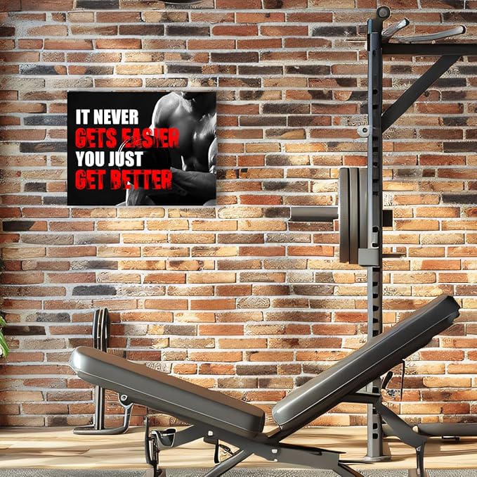 OTINGQD Inspirational Gym Wall Decor,Fitness Quotes Wall Art,It Never Gets Easier You Just Get Better Workout Canvas Wall Decor for Home Gym-StrideForce Fitness