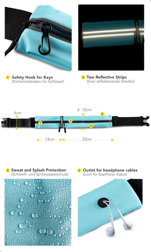 Fitgriff® Running Belt for Men & Women - Secure Jogging Pouch for Phone, Keys & Essentials - For All Cell Phones-StrideForce Fitness