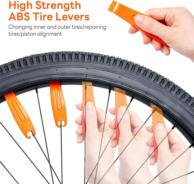 29 PCS Bike Tire Repair Kits - 22 PCS Vulcanizing Patches, Cement, Tire Levers, Metal Rasp & Roller, Valve Wrench, Portable Bicycle Inner Tube Puncture Patch Kit for BMX MTB Road Bike Motorcycle-StrideForce Fitness