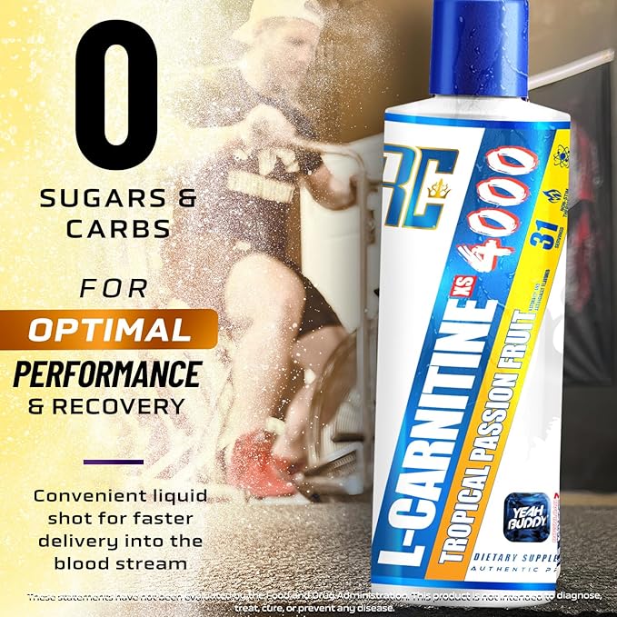 Ronnie Coleman Signature Series L Carnitine XS 4000 Liquid, Stimulant Free, Sugar Free, Zero Carbs, Lean Muscle Strength Support for Men & Women, 16 Oz (16 oz, Tropical Passion Fruit (4000))-StrideForce Fitness