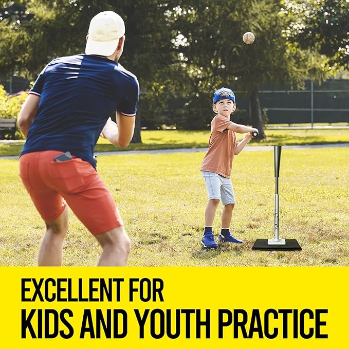 Baseball Batting Tee, Height Adjustable 20-27 inch for Kids and Youths, Durable Hitting Tee for Baseball/Softball with Rubber Top,Heavy-Duty Base| Easy Setup and Carrying-StrideForce Fitness