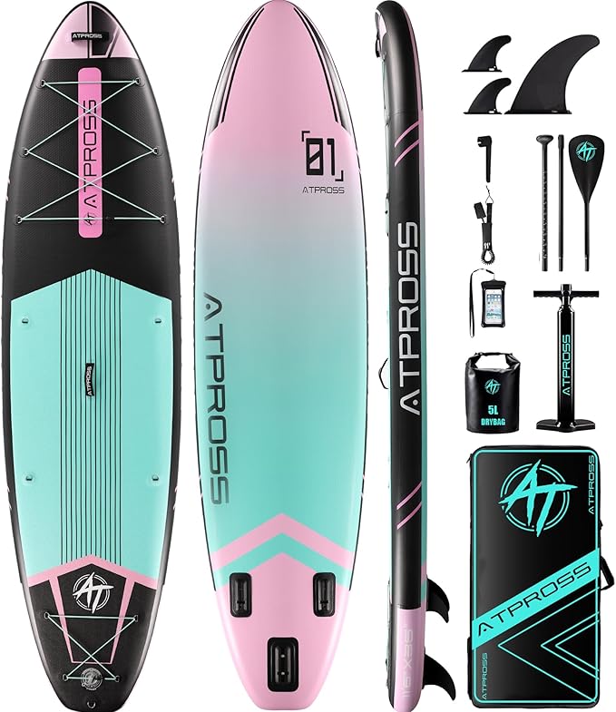 11'6"x35" Inflatable Paddle Board, 450lbs Extra Wide Stand Up Paddleboard for Adults with Premium SUP Accessories Kit & Backpack, Blow Up Kayak Non-Slip Stable Deck Boat for Yoga Fishing Surf-StrideForce Fitness