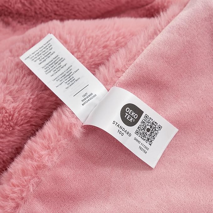 Cozy Bliss Faux Fur Throw Blanket for Couch, Cozy Warm Plush Striped Blanket for Sofa Bedroom Living Room, Pink-StrideForce Fitness