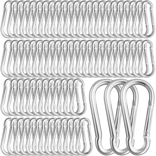 150 Pcs 2.36" M6 Spring Snap Hook Carabiners - Heavy Duty Galvanized Steel Keychain Clips for Hammock, Swing, Camping, Hiking & Outdoor Gear (Sliver)-StrideForce Fitness