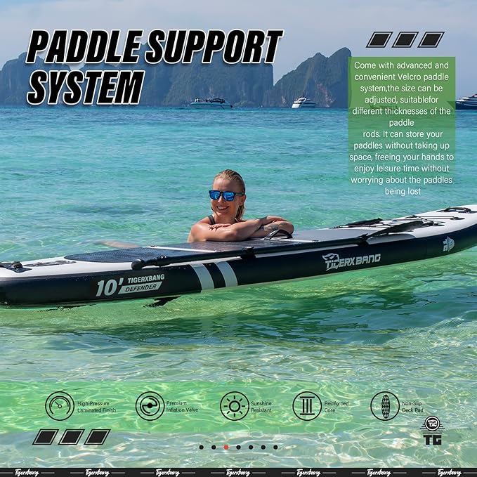 Inflatable Paddle Board with Premium SUP Board Accessories, Allround Paddle Boards for Adults/Kids,Stand Up Paddle Board Defender Collection-StrideForce Fitness