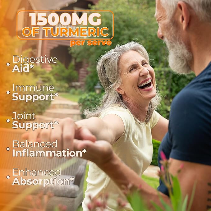 Turmeric Supplement - High Potency Turmeric Curcumin Supplement with 1500 mg Organic Tumeric and 95% Curcuminoids. Curcumin Supplements with Black Pepper for Immune & Joint Health. 60 Curcuma Capsules-StrideForce Fitness