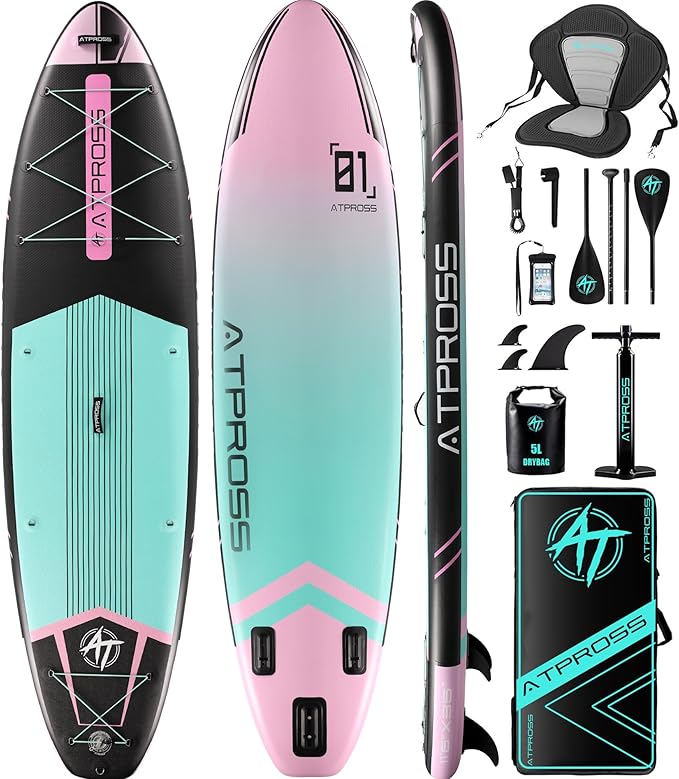 11'6"x35" Inflatable Paddle Board, 450lbs Extra Wide Stand Up Paddleboard for Adults with Premium SUP Accessories Kit & Backpack, Blow Up Kayak Non-Slip Stable Deck Boat for Yoga Fishing Surf-StrideForce Fitness