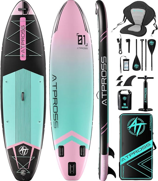 11'6"x35" Inflatable Paddle Board, 450lbs Extra Wide Stand Up Paddleboard for Adults with Premium SUP Accessories Kit & Backpack, Blow Up Kayak Non-Slip Stable Deck Boat for Yoga Fishing Surf-StrideForce Fitness