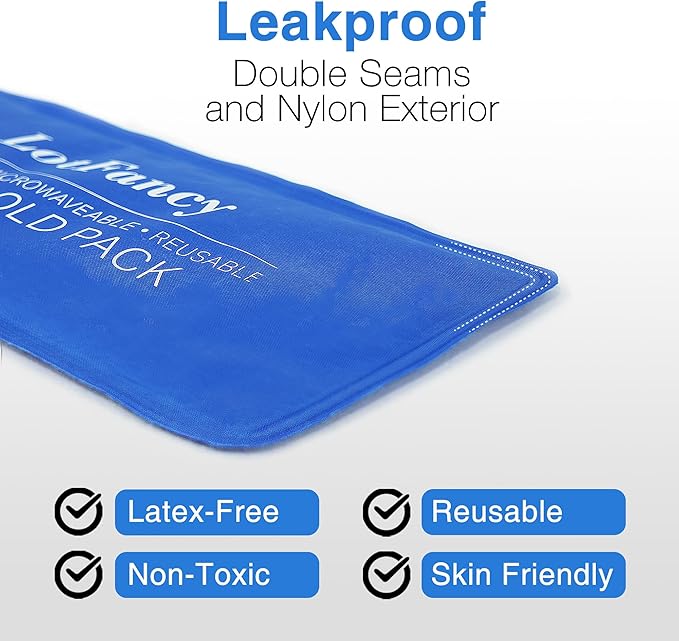 LotFancy Ice Packs for Injuries Reusable, 2 Gel Packs Wrap for Knee Head Neck Ankle Wrist Elbow Foot Legs Back Joint Pain Relief, Hot Cold Therapy for Surgery Recovery, First Aid, FSA HSA Eligible-StrideForce Fitness