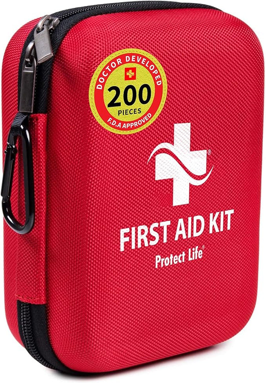 Protect Life Survival First Aid Kit for Home/Business, Camping Survival Kits | Mini Travel First Aid Kit | Camping Equipment | Small Kits for Car | Outdoor Emergency Survivals Pack - 200pcs-StrideForce Fitness