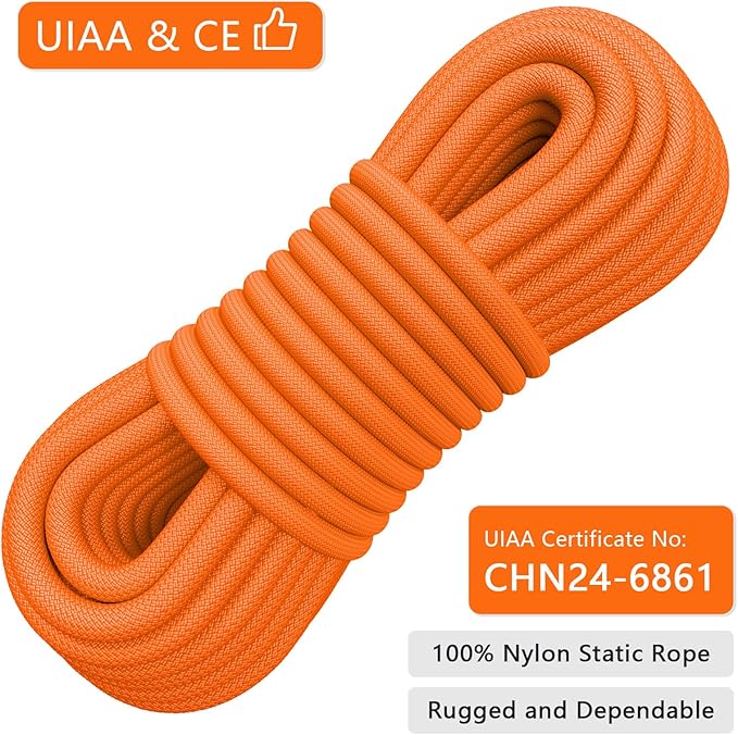 X XBEN Outdoor Climbing Rope 10M(32ft) 20M(64ft) 30M(96ft) 50M(160ft) 70M(230ft) 152M(500FT) 352M(1000FT) Static Rock Climbing Rope for Escape Rope Ice Climbing Equipment Fire Rescue Parachute-StrideForce Fitness