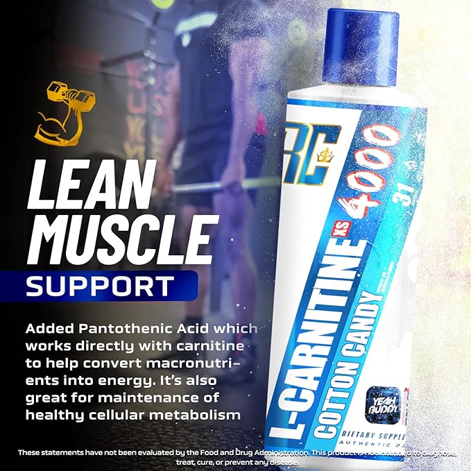 Ronnie Coleman Signature Series L Carnitine XS 4000 Liquid, Stimulant Free, Sugar Free, Zero Carbs, Lean Muscle Strength Support for Men & Women, 16 Oz (16 oz, Cotton Candy (4000))-StrideForce Fitness