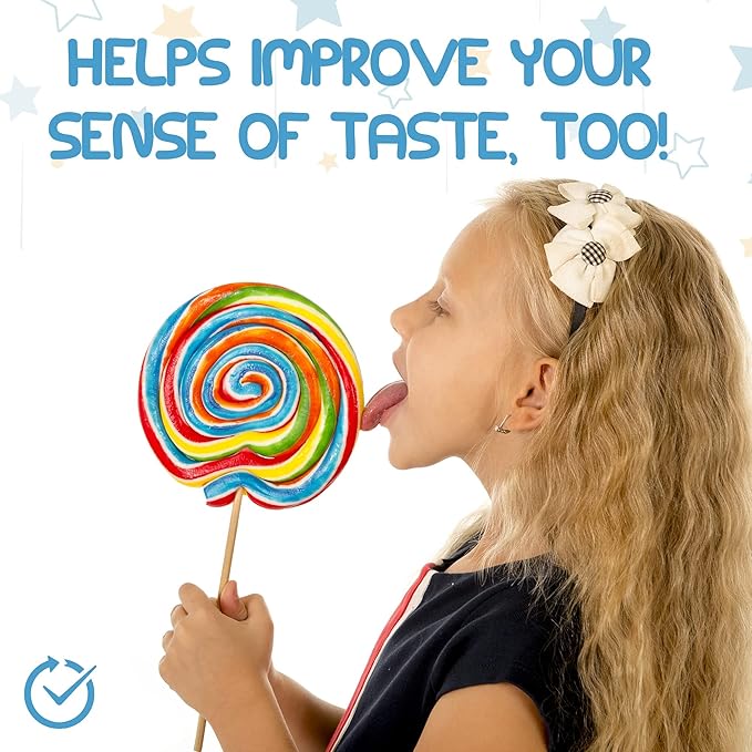 Kids Tongue Scraper or Cleaner Set – BPA-Free Plastic Dental Scrapers Helps Freshen Bad Breath, Remove Gunk – Multicolored with Easy-to-Grasp Handles and Brush Covers by 55Dental, Ages 2+ (Blue)