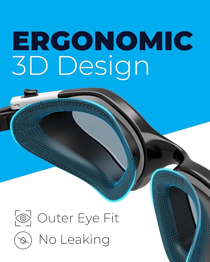 AqtivAqua Swimming Goggles, DX Wide View Swim Goggles for Adult Men Women, Anti Fog No Leaking-StrideForce Fitness