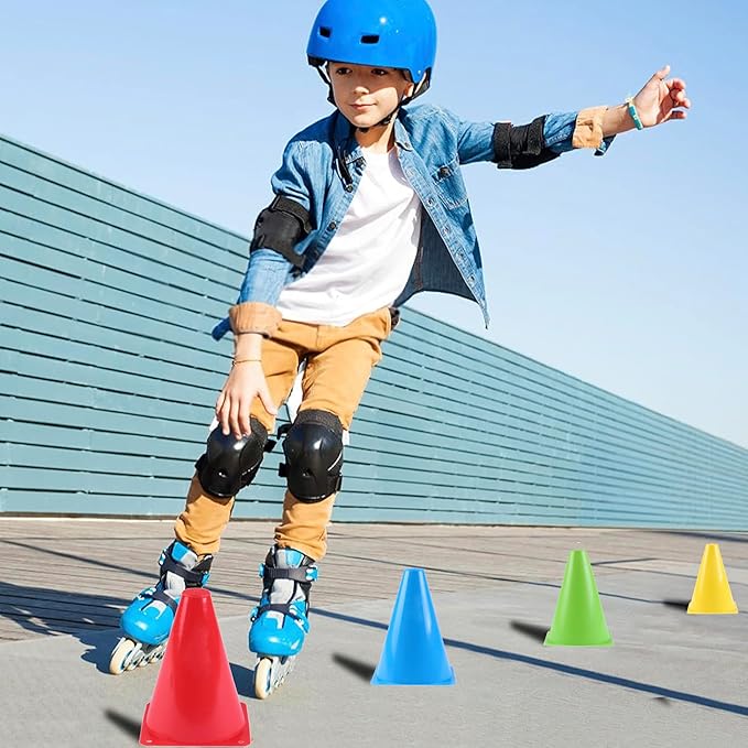 7" Soccer Cones for Training, 36 Pack Sports Agility Field Plastic Small Cones for Kids Skating Basketball Football Practice Drills, 6 Colors-StrideForce Fitness