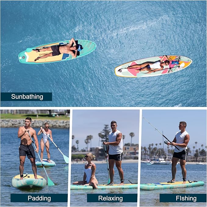 Paddle Board, Inflatable Stand Up SUP Paddle Boards for Adults & Youths of All Skill Levels, Wide & Non-Slip Deck Design Blow Up Paddleboards with Premium Accessories & Storage Bag-StrideForce Fitness