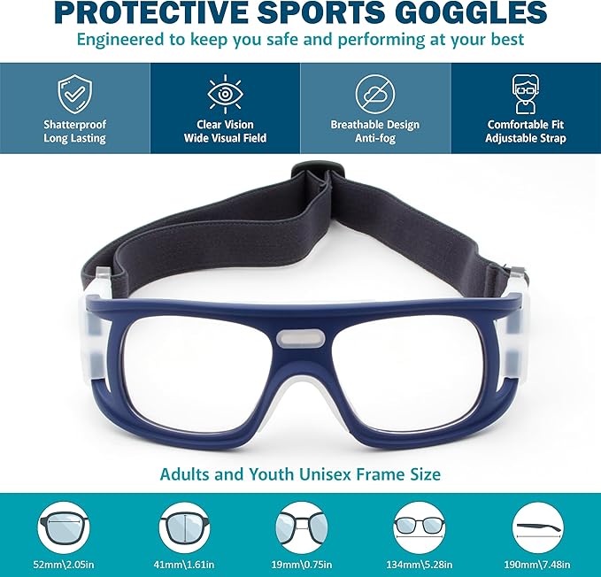 BLUE CUT Safety Outdoor Sports Goggles Unisex Anti Fog Ideal For Basketball Racquetball-StrideForce Fitness