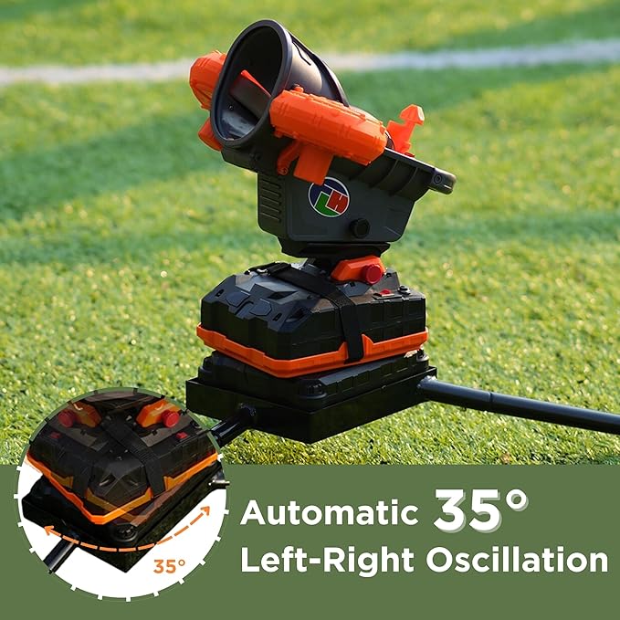 Furlihong 389BH Football Machine for Kids & Teens, Automatic & Manual Thrower, 3 Adjustable Angles, Left-Right Oscillation, Ideal for Catch & Pass Drills-StrideForce Fitness
