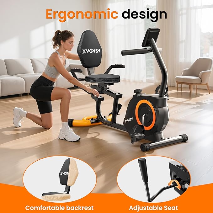 Recumbent Exercise Bike for Home Use, Quiet Recumbent Stationary Bikes for Adults & Seniors, 16-Level Resistance, Adjustable Seat, Supports 400LB, Pulse Sensors & LCD Display-StrideForce Fitness
