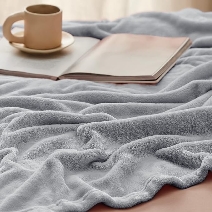 Bedsure Fleece Throw Blanket - Light Grey Lightweight Blankets for Sofa, Couch, Bed, Camping, Travel - Super Soft Cozy Microfiber Throws, 50x60 inches-StrideForce Fitness