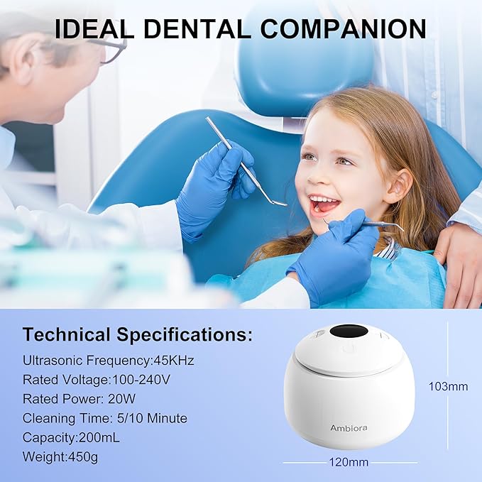 45kHz Ultrasonic Retainer Cleaner Machine, 200ML Denture Cleaner with 4 Cleaning Modes, Digital Timer, Mouth Guard Cleaner for Aligner, Toothbrush, Jewelry and Etc