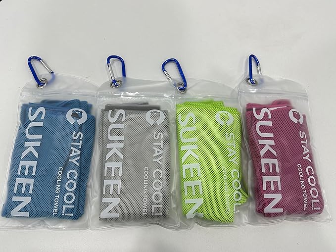 Sukeen 4Pack Cooling Towel (40"x12") for Neck and Face, Soft & Breathable Chilly Sports Towel, Quick-Drying Sweat Absorbing Cooling Neck Wraps with Cooling Tech. for Yoga, Sport, Running, Workout-StrideForce Fitness