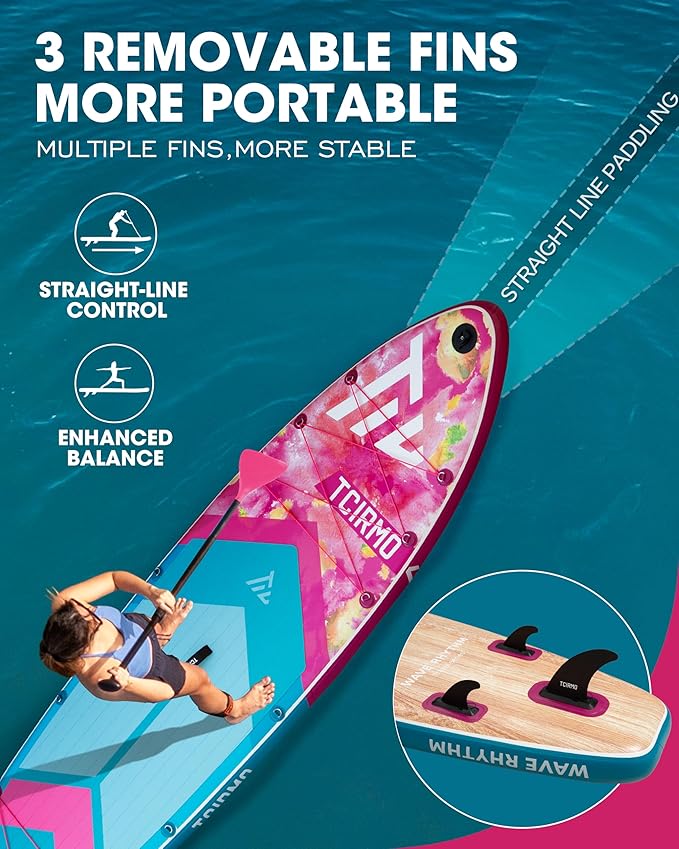 Inflatable Stand Up Paddle Board for Adults with Seam Welded Technology, 10'6''x33''x6'', Durable SUP with Dual-Blade Paddle and Complete Accessories, 390 lbs Capacity, Beginner-Friendly-StrideForce Fitness