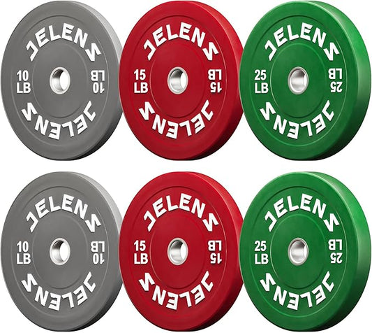 Olympic Barbell Weight Plates Set, 2-Inch Black/Colored Rubber Bumper Plate Weight Set for Strength Training and Weightlifting, Multiple Options-StrideForce Fitness