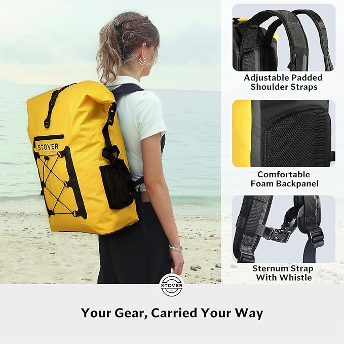 STOVER 5/10/25/30/40/55L Waterproof Backpack- Floating Dry Bag for Kayaking, Travel, Beach, Hiking, & Camping, Men/Women-StrideForce Fitness