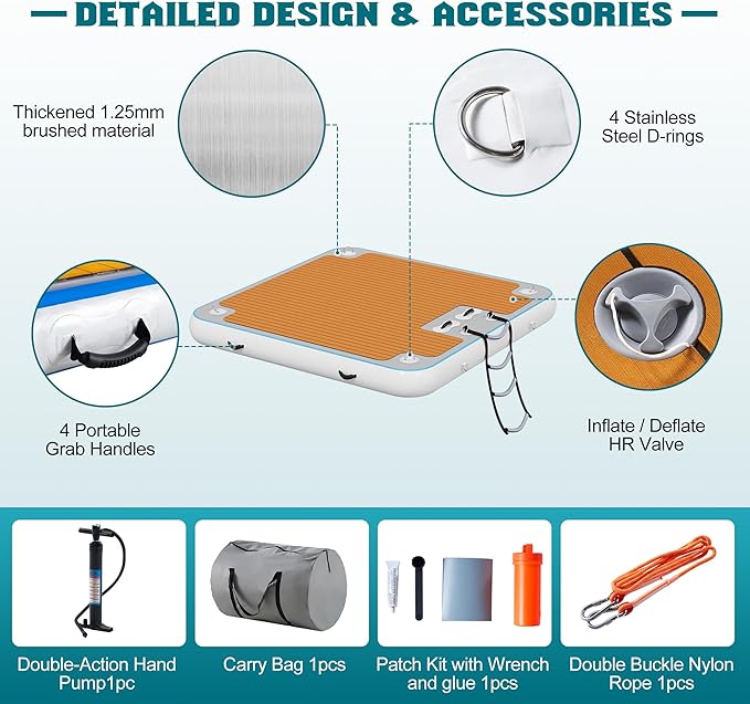 Specraft Inflatable Floating Dock, Non-Slip Air Dock Platform loating Island Raft with Rope Ladder for Pool Lake Beach Ocean-StrideForce Fitness